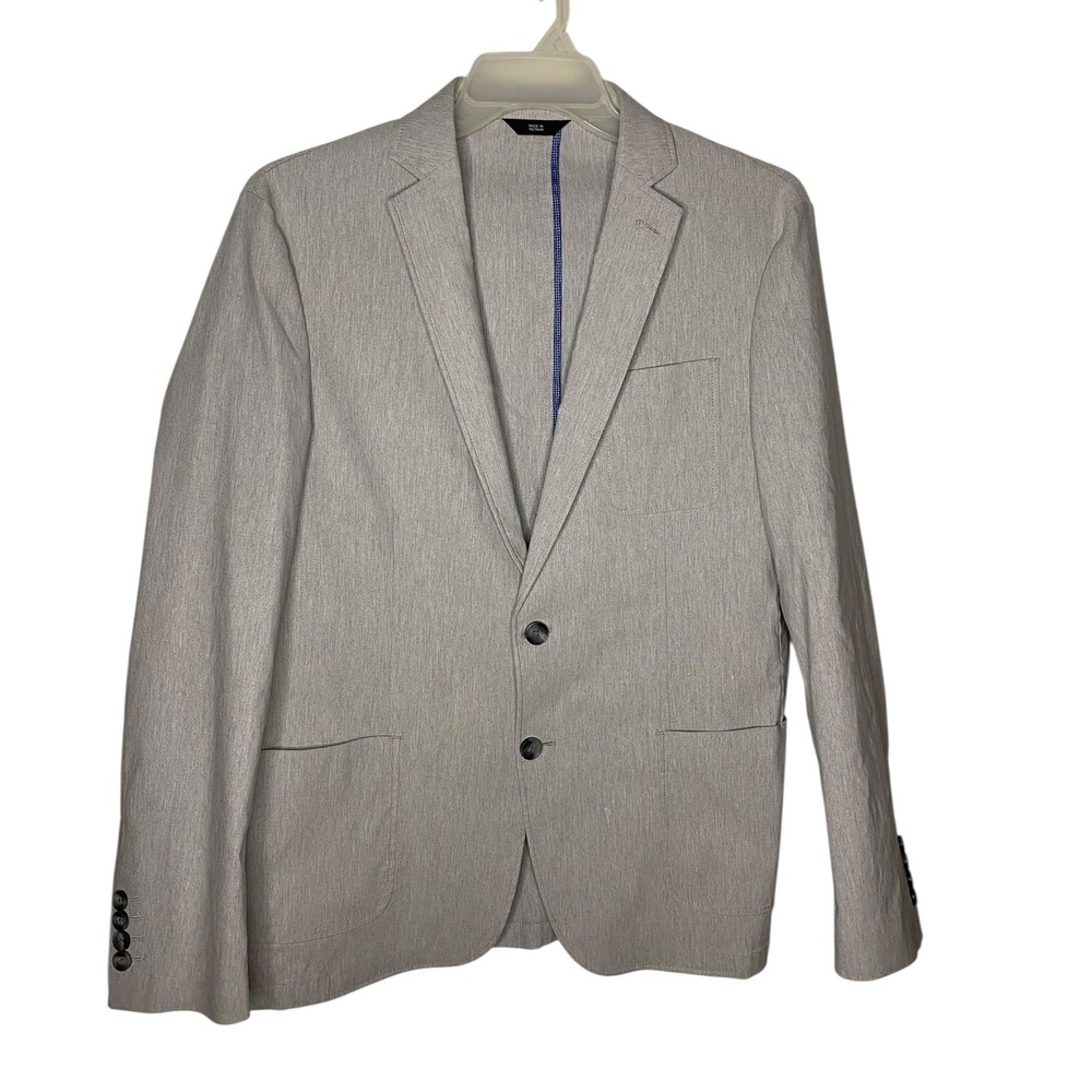 Haggar Smart Wash Highland Blazer Mens 40R Light Grey 2 Button Stretch HJ70302L